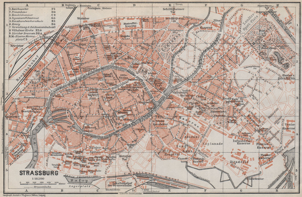 STRASBOURG town city plan de la ville. Straßburg. Bas-Rhin carte 1913 old map