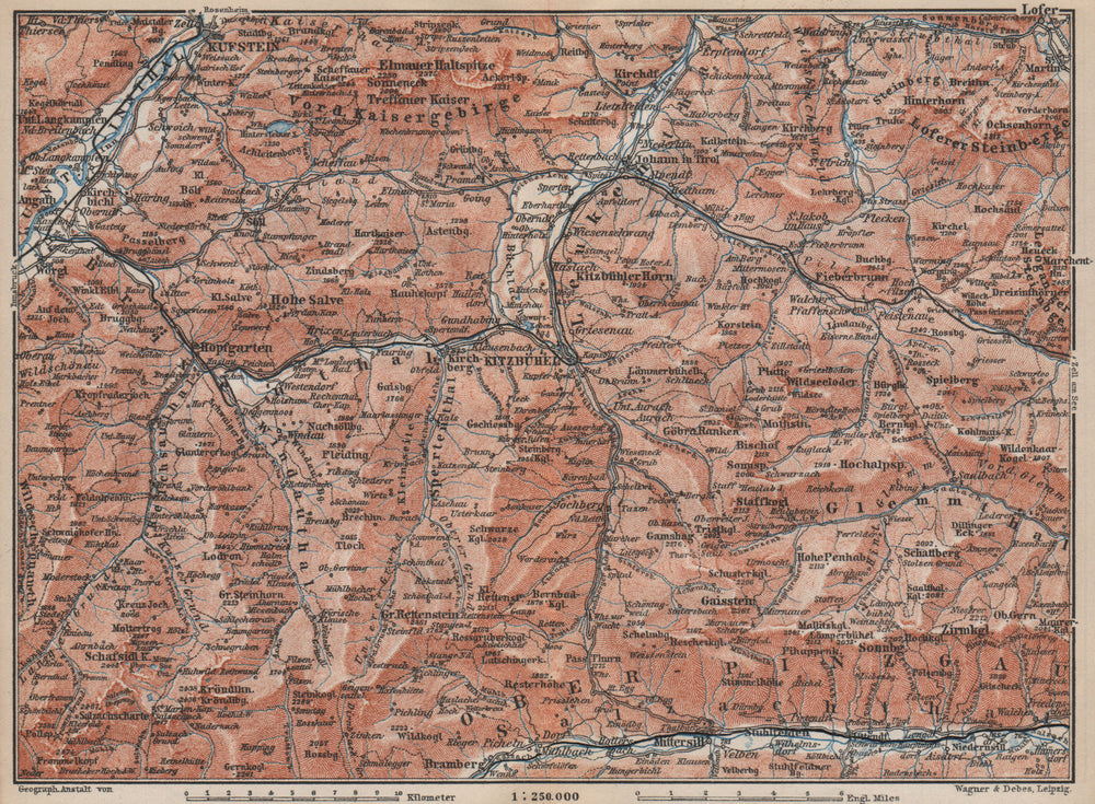 WÖRGL/KITZBÜHEL environs. Söll Brixen Kirchberg St Johann Tyrol Tirol  1899 map
