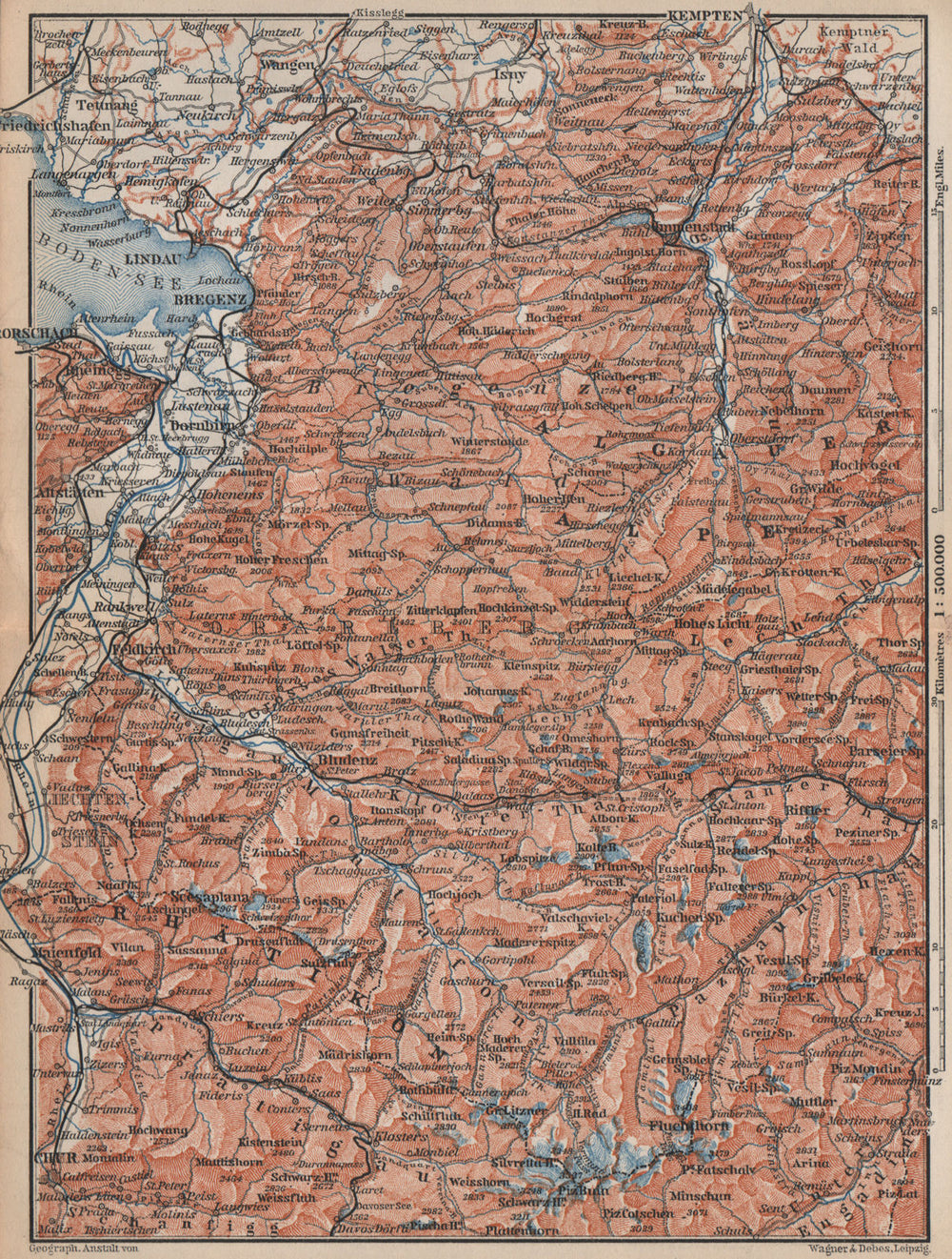 VORARLBERG & BREGENZER WALD. Bludenz St Anton Zürs Lech See Ischgl 1899 map