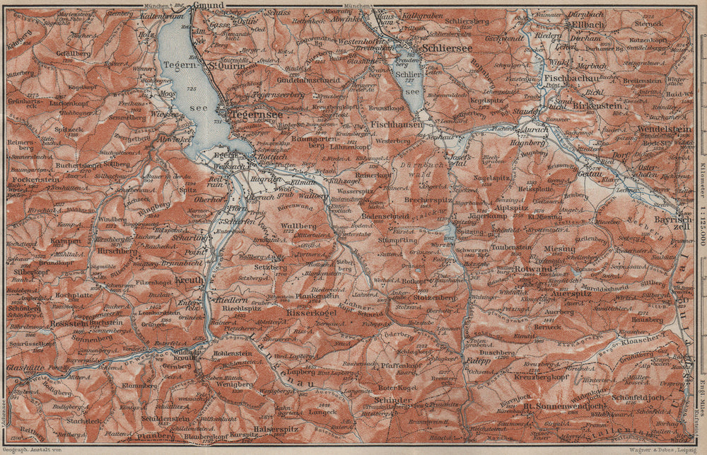MIESBACH DISTRICT. Tegernsee Schliersee Kreuth Bayrischzell Rottach 1911 map