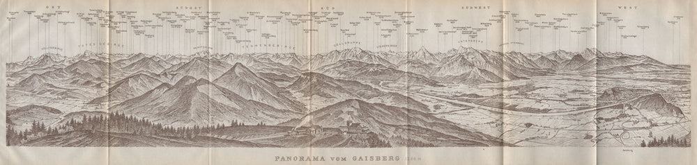 PANORAMA VOM GAISBERG. Salzburg. Salzach valley. Austria Österreich 1911 map
