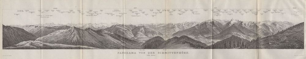 PANORAMA from/vom SCHMITTENHÖHE. Kitzbühler Alpen Tirol Österreich 1911 map