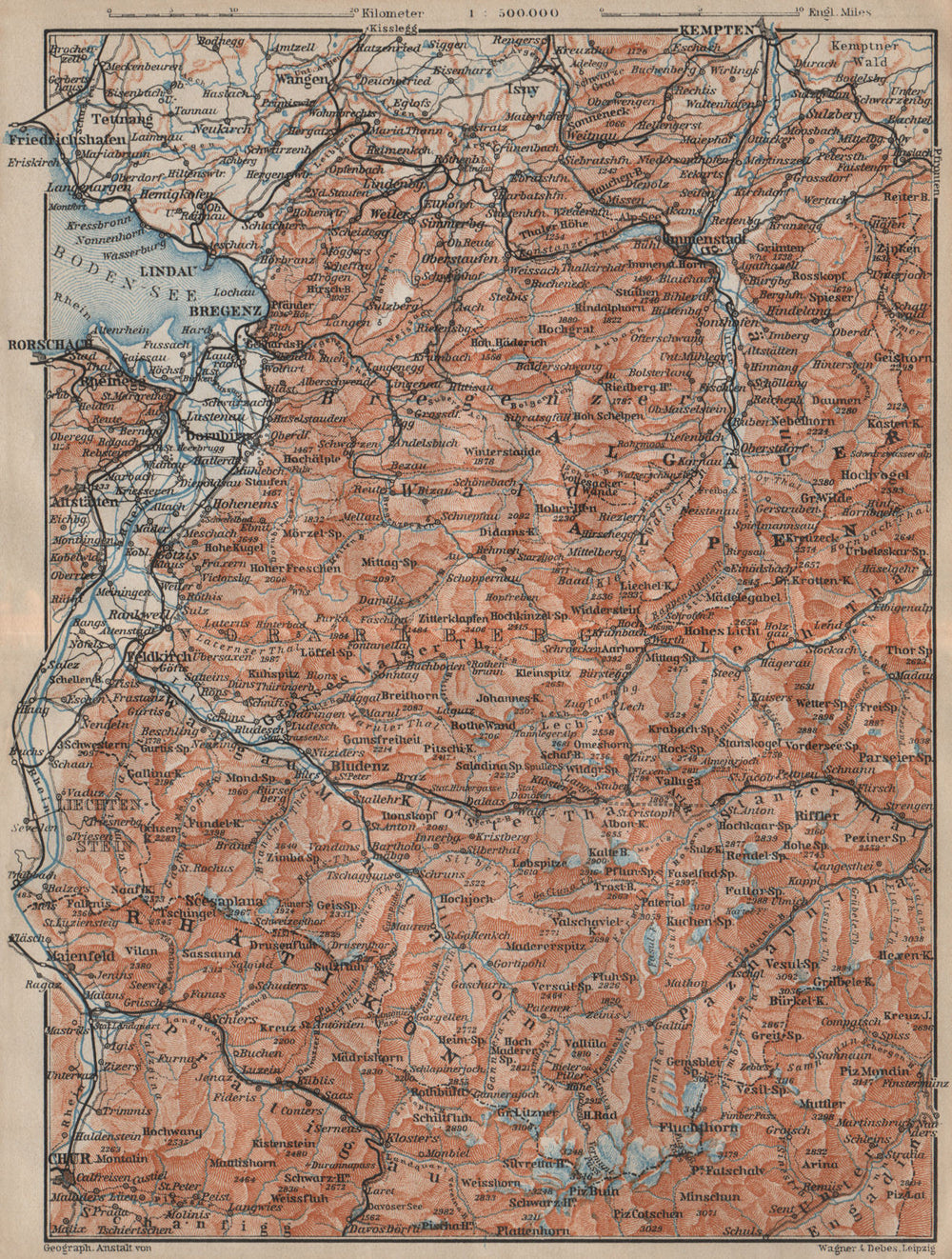 VORARLBERG & BREGENZER WALD. Bludenz St Anton Zürs Lech See Ischgl 1911 map