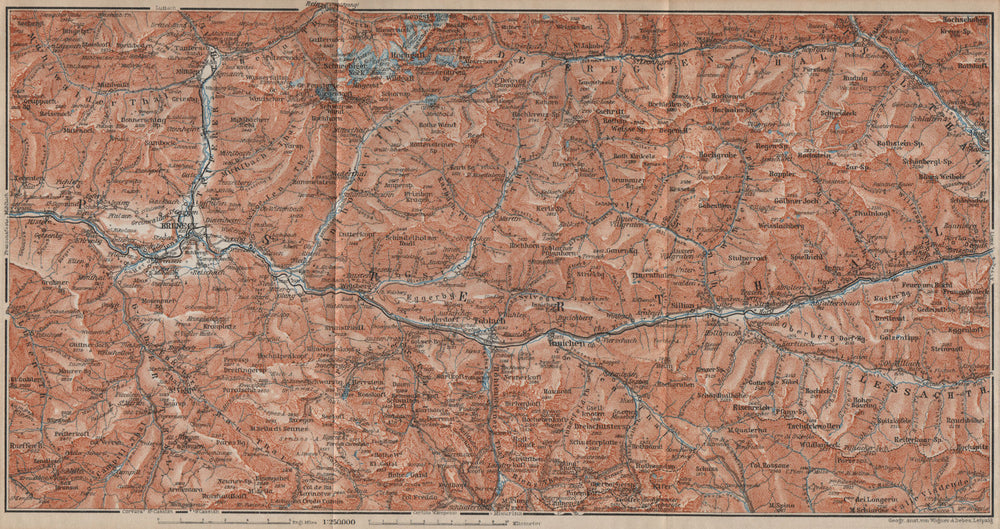 PUSTERTAL Bruneck Fanes-Sennes-Braies Tre Cime Rieserferner-Ahrn Sesto 1911 map