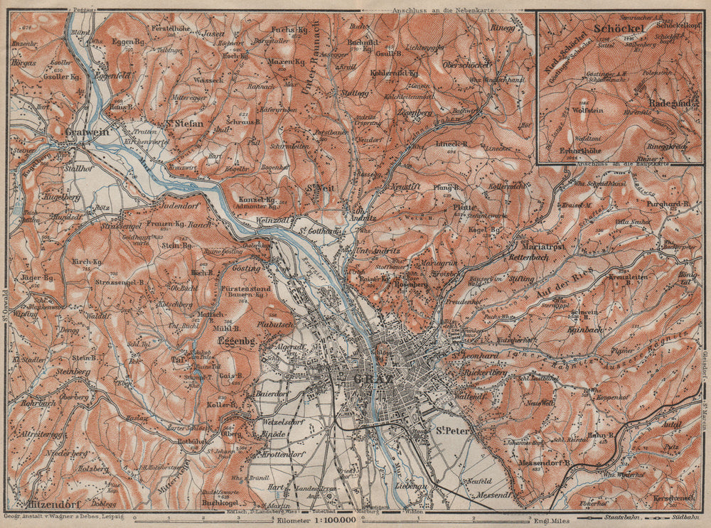 GRAZ environs. Gratwein. Hitzendorf. Austria Österreich karte 1911 old map