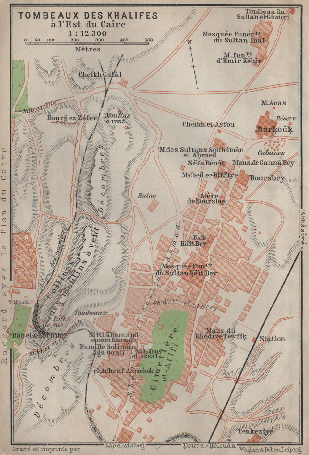 CITY OF THE DEAD Ground plan. CAIRO NECROPOLIS. Qarafa. Caliphs' tombs 1914 map