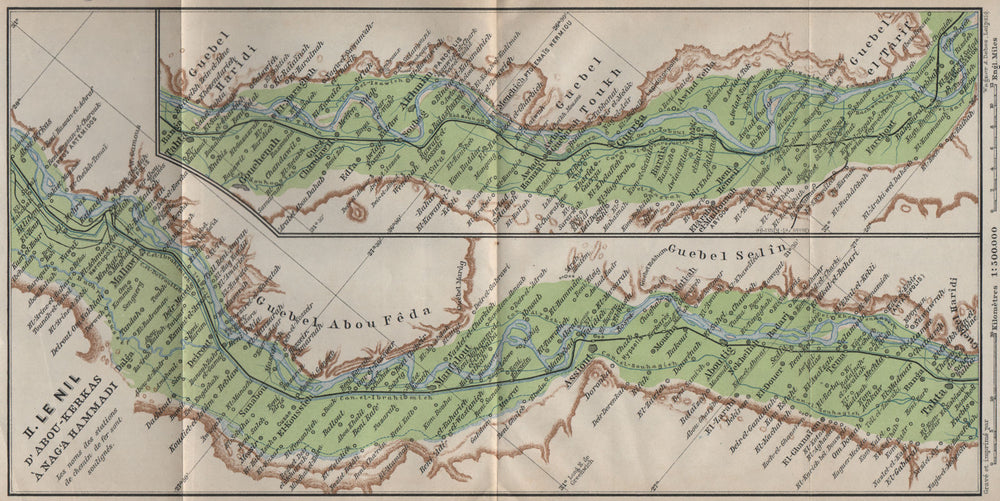 NILE RIVER VALLEY Itlidim/Abu Qurqas-Mallawi-Asyut-Sohag-Farshut Egypt 1914 map