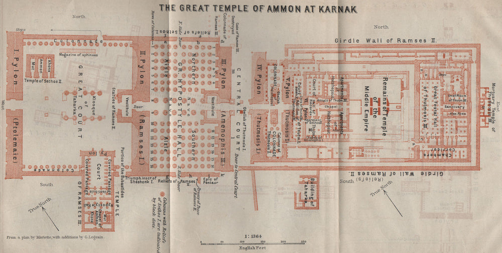 KARNAK. Precinct of Amun-Re. Temple of Ammon floor plan. Egypt 1914 old map