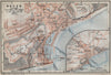 DOVER antique town city plan & environs. Kent. BAEDEKER 1910 old map