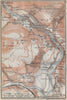 WHARFEDALE topo-map. Bolton Abbey. Yorkshire Dales. BAEDEKER 1910 old
