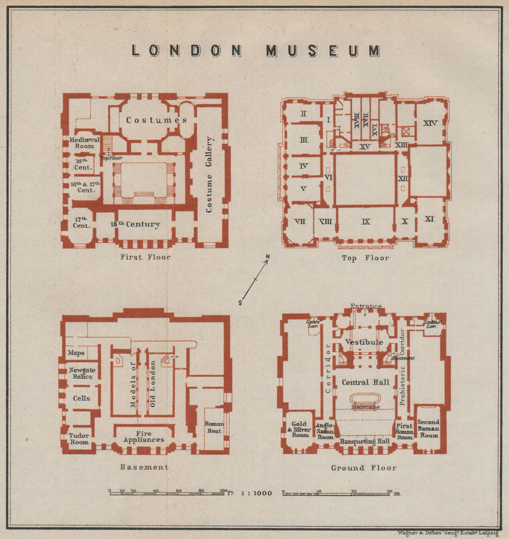 LONDON MUSEUM floor plan. Lancaster House, St James's.Museum of London 1930 map