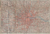 LONDON & HOME COUNTIES showing railways. BAEDEKER 1930 old vintage map chart