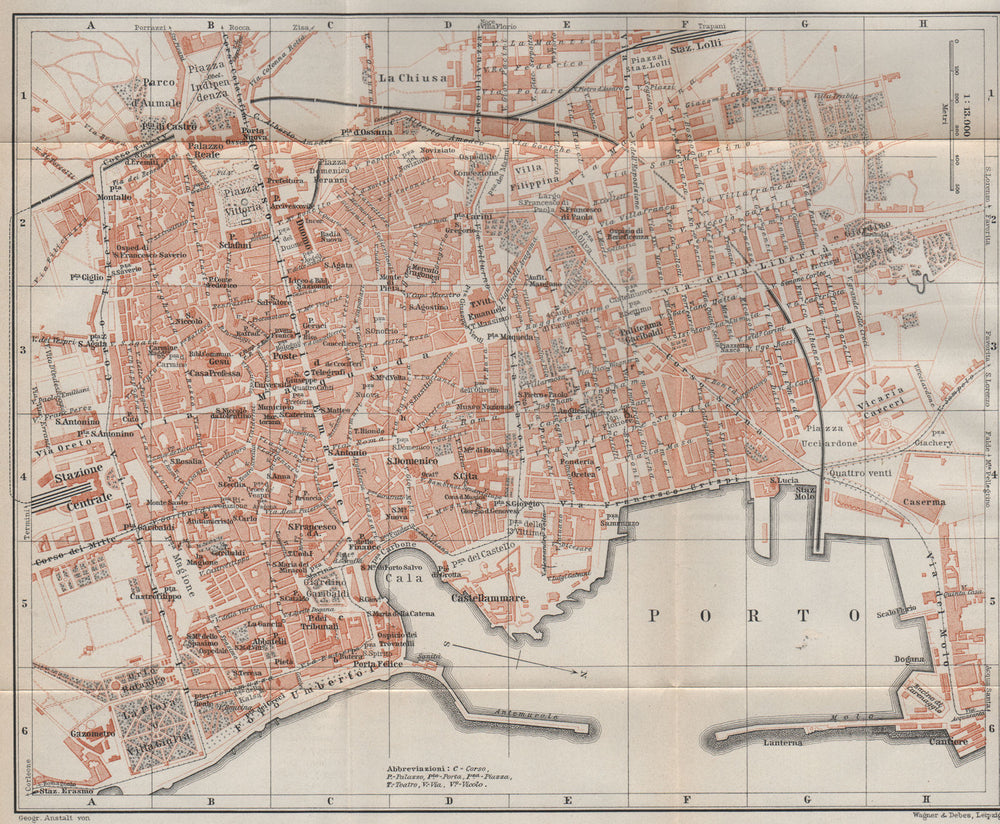 PALERMO antique town city plan piano urbanistico. Italy mappa 1911 old