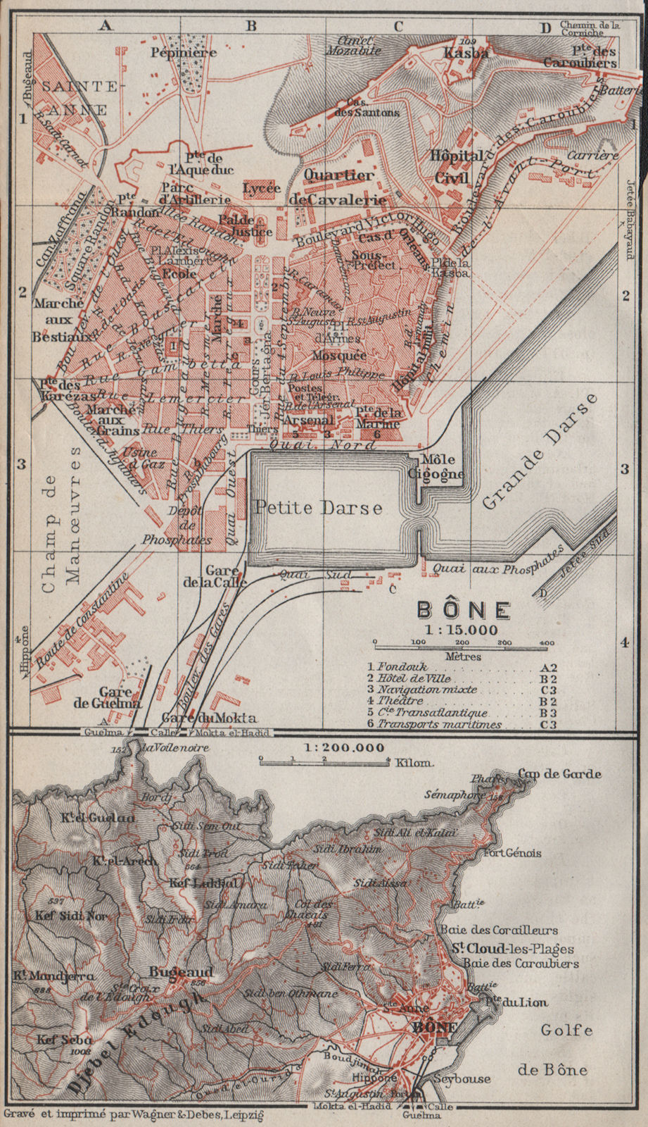 BÔNE (ANNABA) antique town city plan & environs. Algeria carte 1911 old map