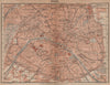 PARIS town city plan de la ville showing city walls. Railways carte 1899 map