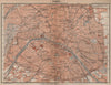 PARIS town city plan de la ville showing city walls. Railways carte 1905 map