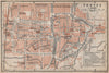 TROYES antique town city plan de la ville. Aube carte. BAEDEKER 1905 old map