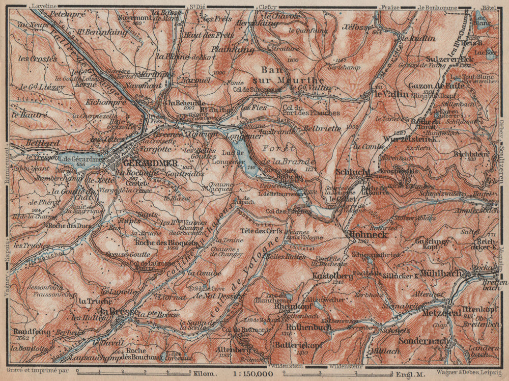 GÉRARDMER environs. Hohneck La Bresse. Ballons des Vosges. Gerardmer 1905 map