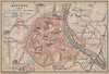 AUXERRE antique town city plan de la ville. Yonne carte. BAEDEKER 1905 old map