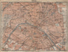 PARIS town city plan de la ville showing city walls. Railways carte 1909 map