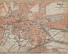 CAEN antique town city plan de la ville. Calvados carte. BAEDEKER 1909 old map