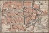 TROYES antique town city plan de la ville. Aube carte. BAEDEKER 1909 old map