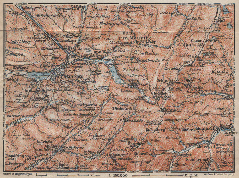GÉRARDMER environs. Hohneck La Bresse. Ballons des Vosges. Gerardmer 1909 map