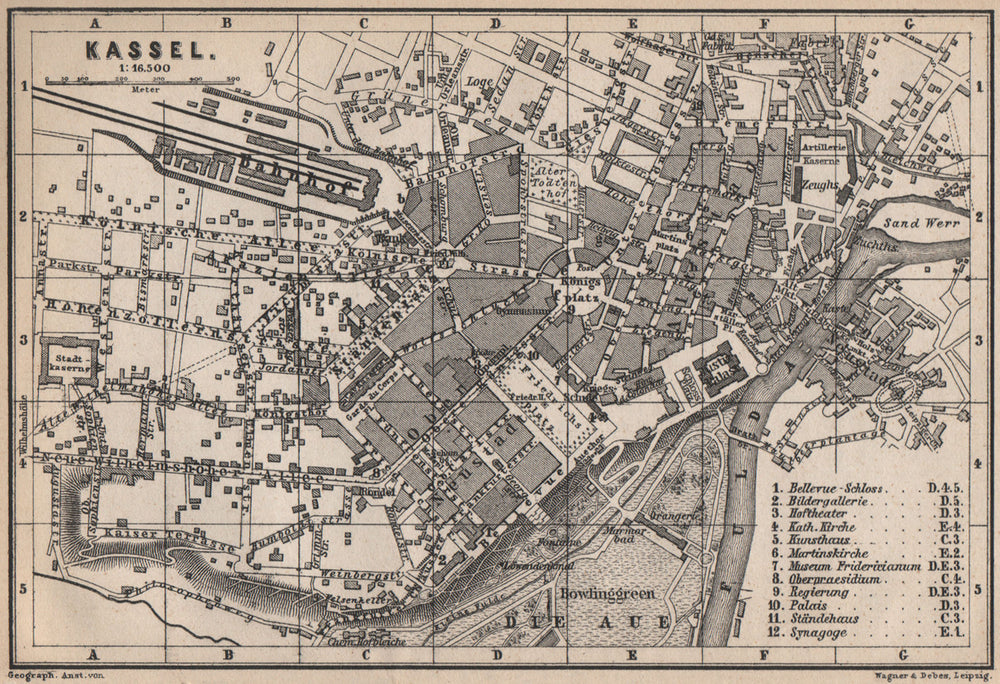 KASSEL CASSEL antique town city stadtplan. Hesse. Germany karte 1886 old map