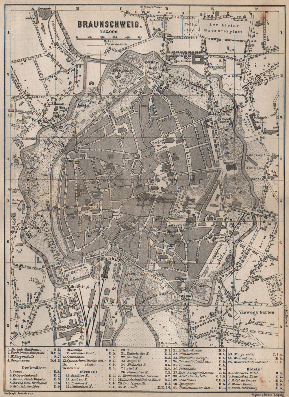 BRAUNSCHWEIG town city stadtplan. Brunswick. Lower Saxony karte 1886 old map