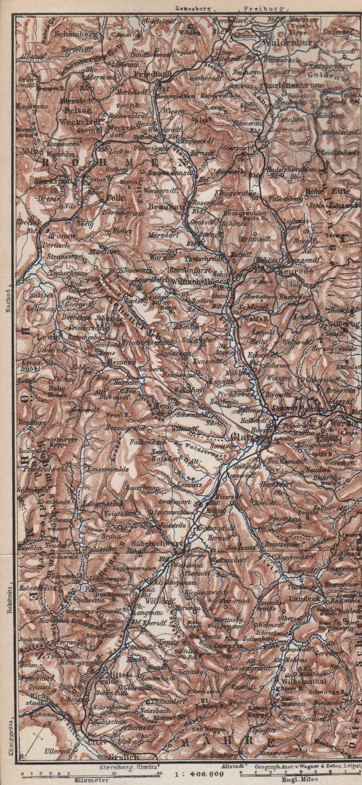 KLODZO LAND. E Sudeten Sudety Wschodnie Ziemia Klodzka Gory Stolowych 1886 map