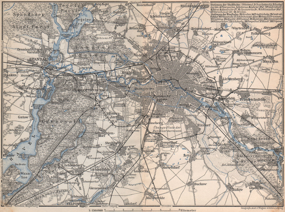 BERLIN & environs umgebung. Spandau Rixdorf Lichtenberg Zehlendorf 1886 map