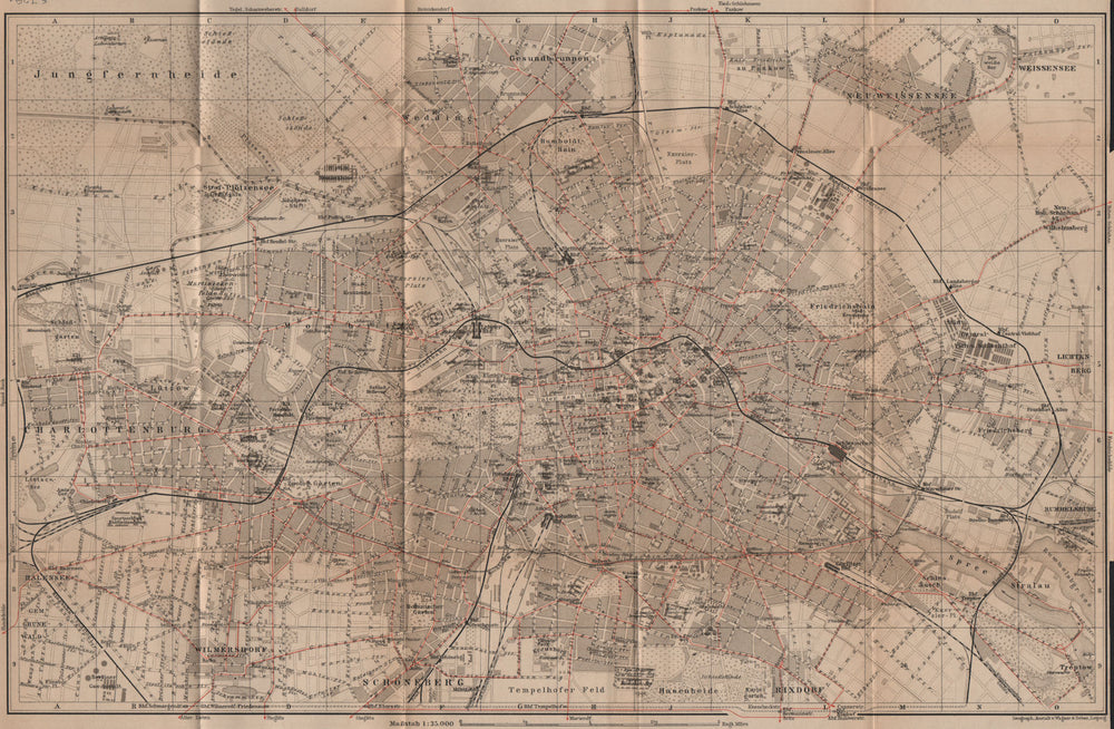 BERLIN STRAßENBAHNNETZ. Tramway network. town city stadtplan karte 1900 map