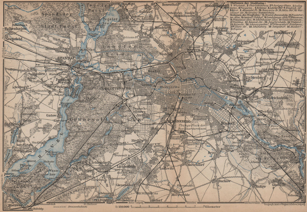 BERLIN & environs umgebung. Spandau Rixdorf Lichtenberg Zehlendorf 1900 map