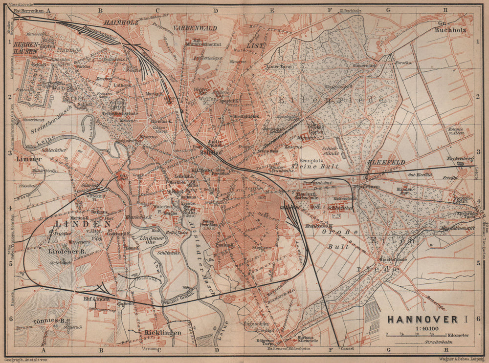 HANNOVER antique town city stadtplan I. Hanover. Lower Saxony karte 1900 map