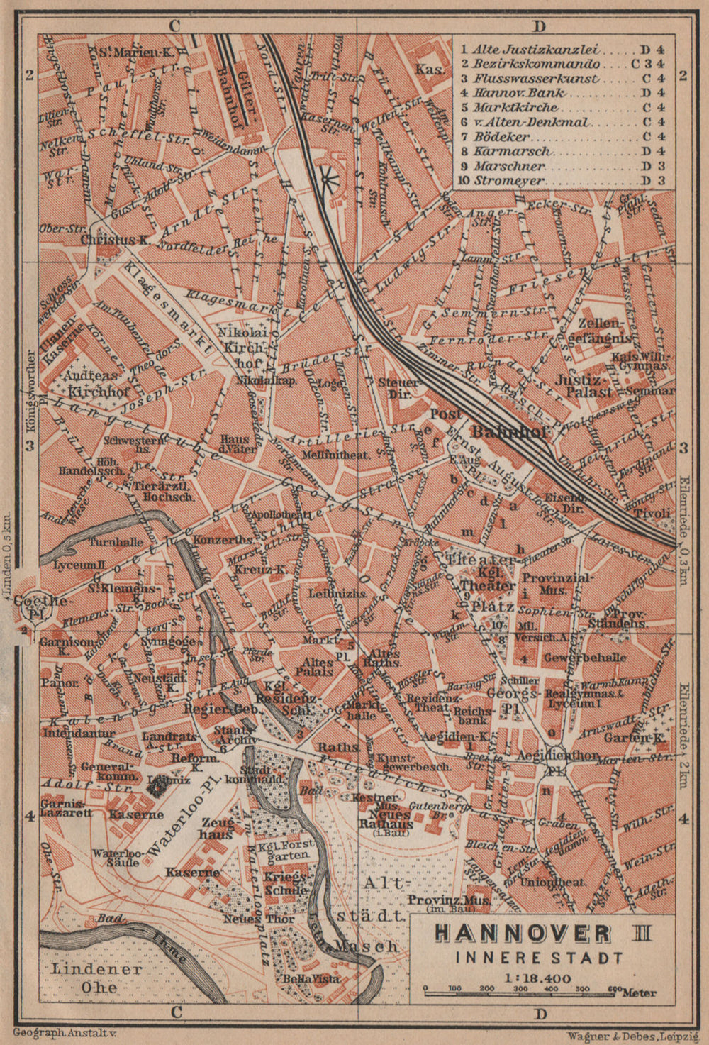 HANNOVER INNERE STADT town city plan II. Hanover. Lower Saxony karte 1900 map