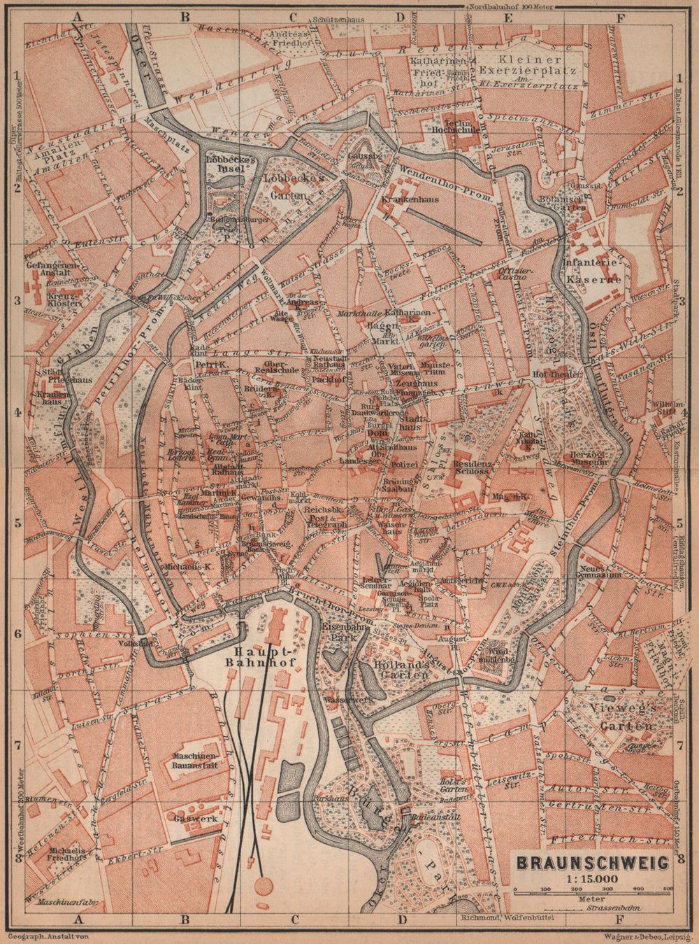 BRAUNSCHWEIG town city stadtplan. Brunswick. Lower Saxony karte 1900 old map