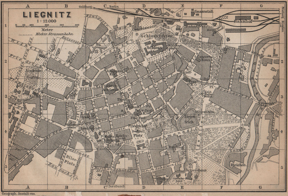 LIEGNITZ LEGNICA antique town city plan miasta. Silesia, Poland mapa 1900