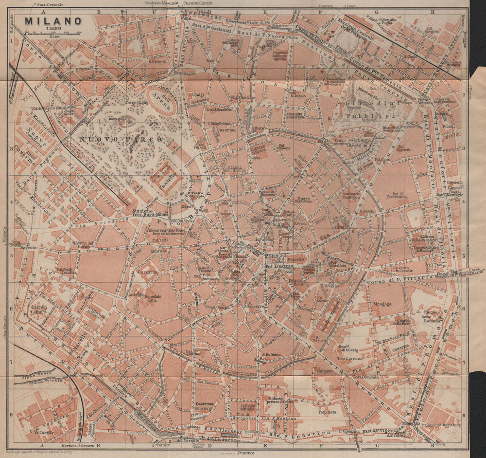 MILANO MILAN antique town city plan piano urbanistico. Italy mappa 1909