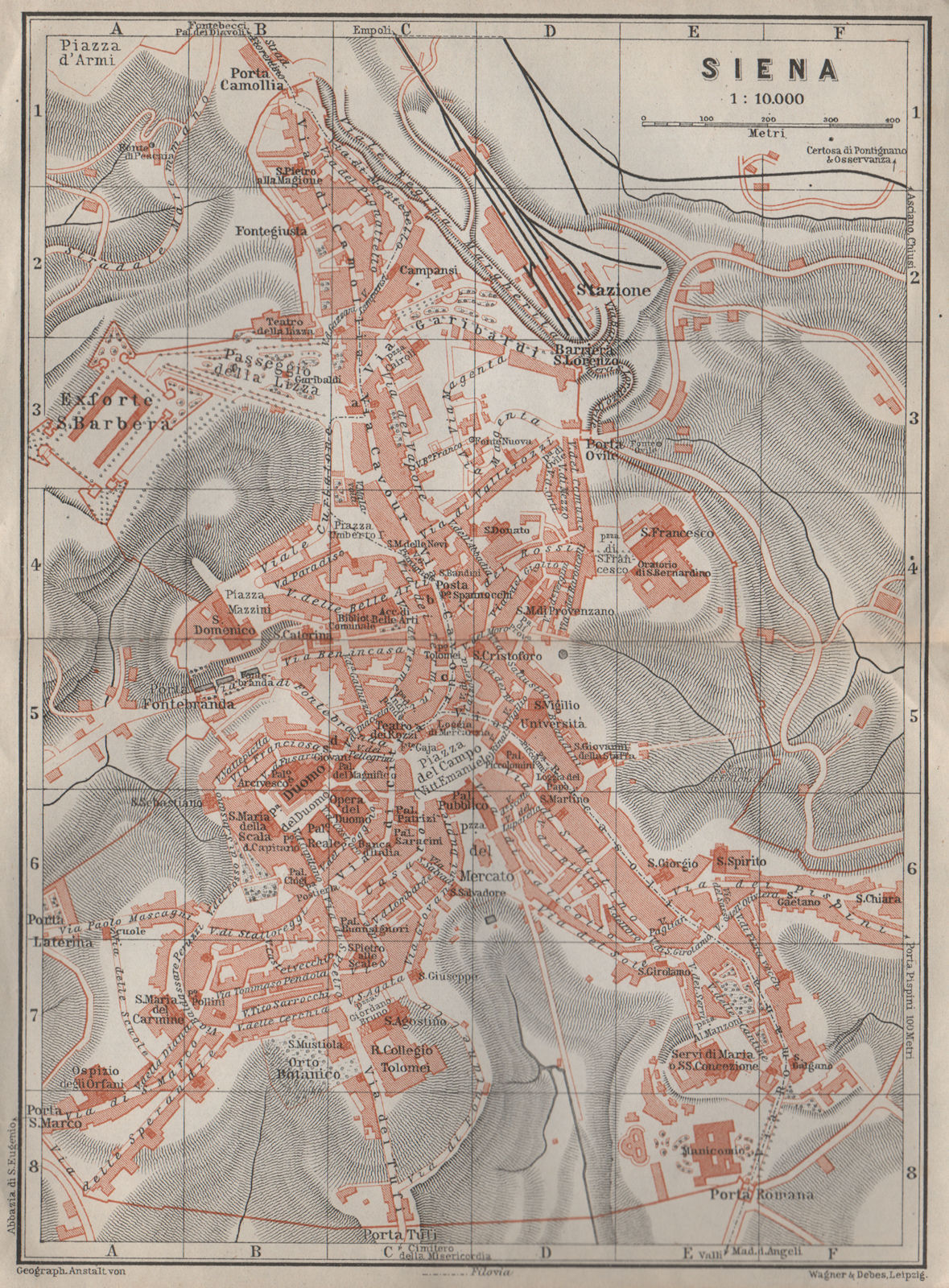 SIENA antique town city plan piano urbanistico. Italy Italia mappa 1909 ...