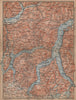 LAKES OF/Lago di COMO, LUGANO & LECCO. Bellinzona mappa. BAEDEKER 1895 old