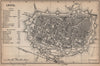 LUCCA antique town city plan piano urbanistico. Italy mappa. BAEDEKER 1895