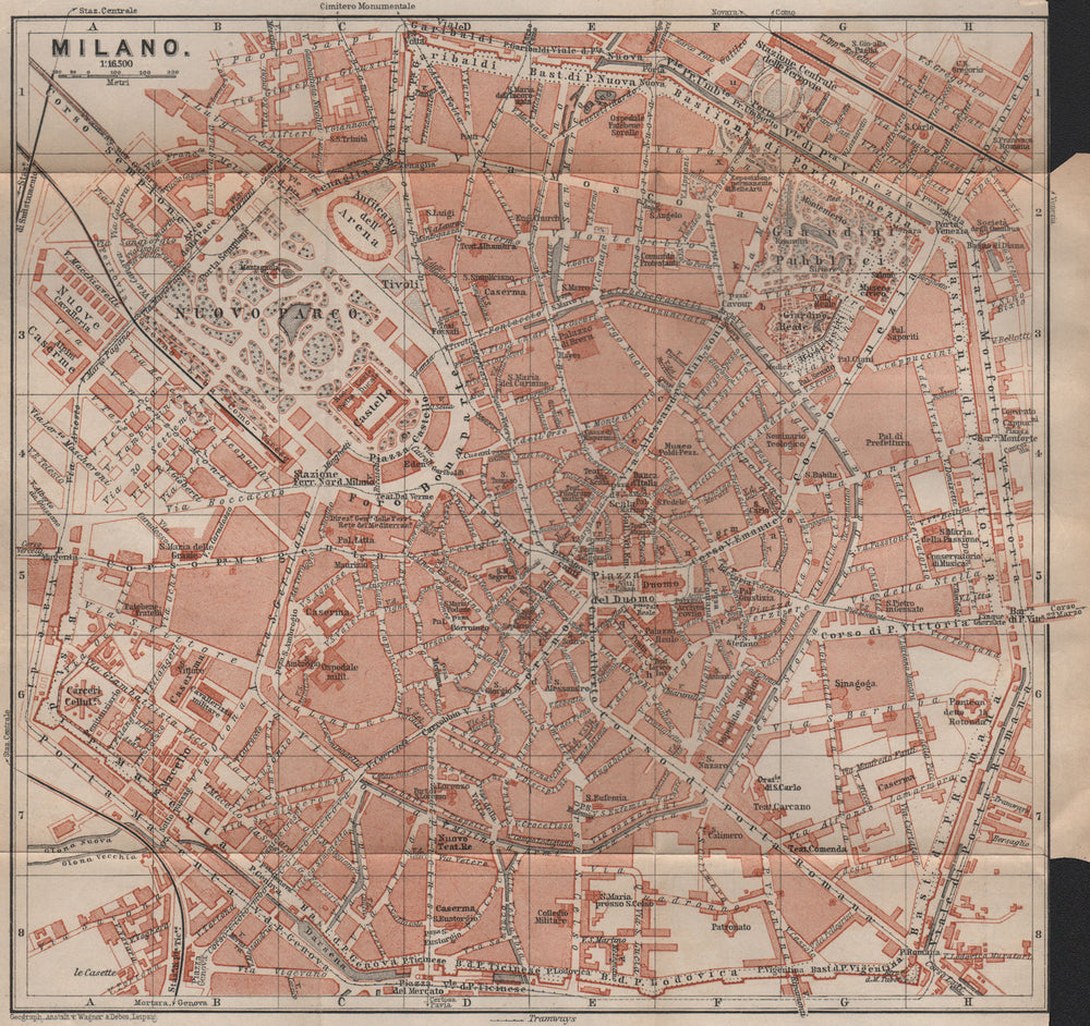 MILANO MILAN antique town city plan piano urbanistico. Italy mappa 1899