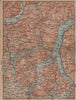 LAKES OF/Lago di COMO, LUGANO & LECCO. Bellinzona mappa. BAEDEKER 1899 old
