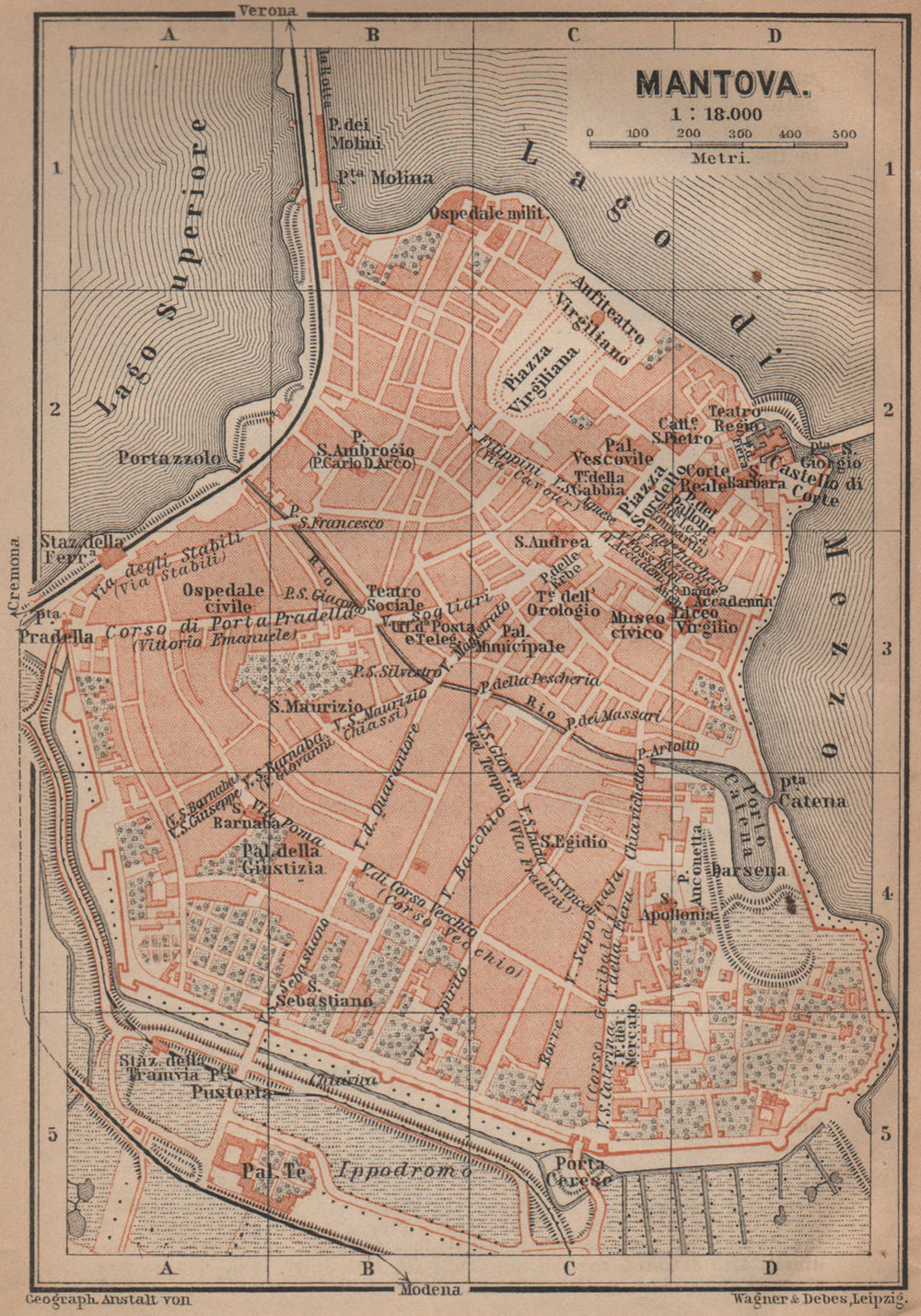 MANTOVA (MANTUA) antique town city plan piano urbanistico. Italy mappa 1899