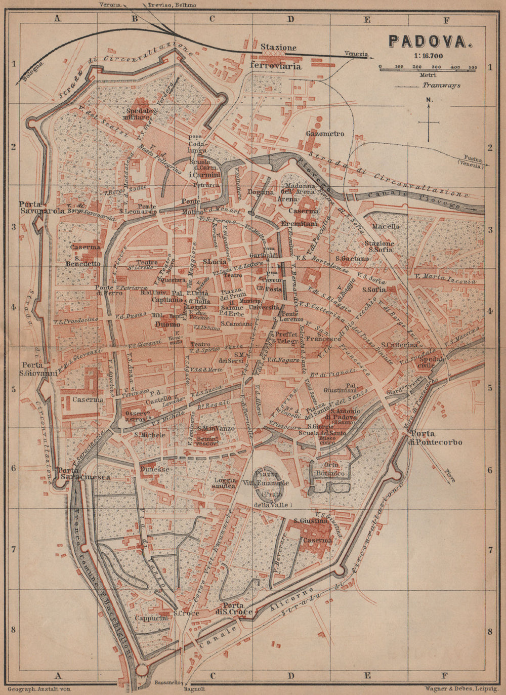 PADOVA PADUA antique town city plan piano urbanistico. Italy mappa 1899
