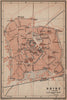 UDINE antique town city plan piano urbanistico. Italy mappa. BAEDEKER 1899