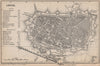 LUCCA antique town city plan piano urbanistico. Italy mappa. BAEDEKER 1899