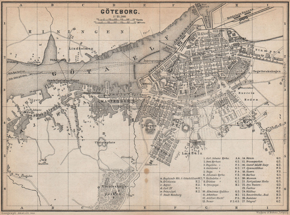 GOTHENBURG GÖTEBORG antique town city stadsplan. Sweden karta 1885 old map
