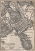 KRISTIANSAND antique town city byplan. Norway kart. BAEDEKER 1899 old map