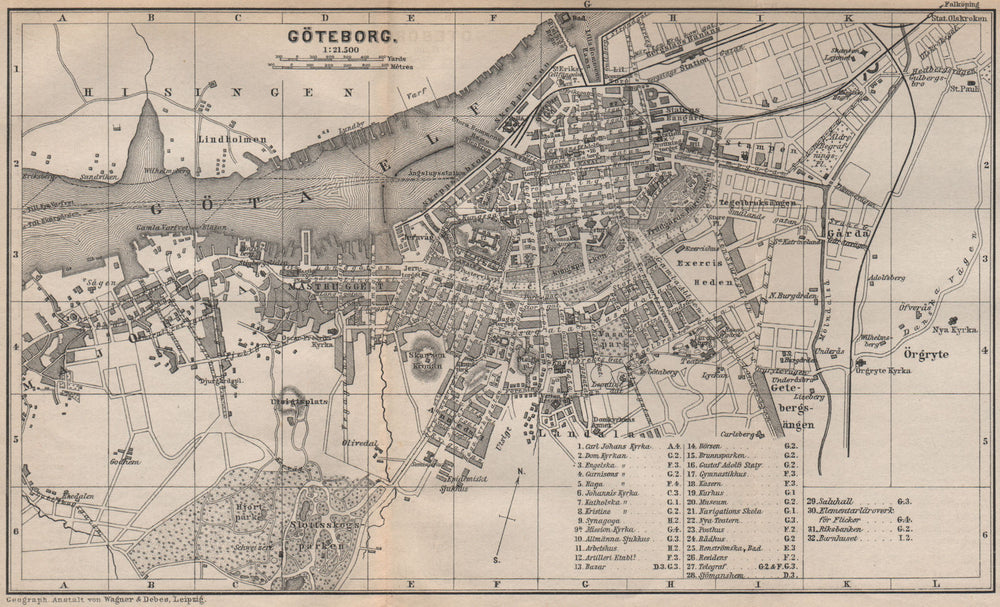 GOTHENBURG GÖTEBORG antique town city stadsplan. Sweden karta 1899 old map
